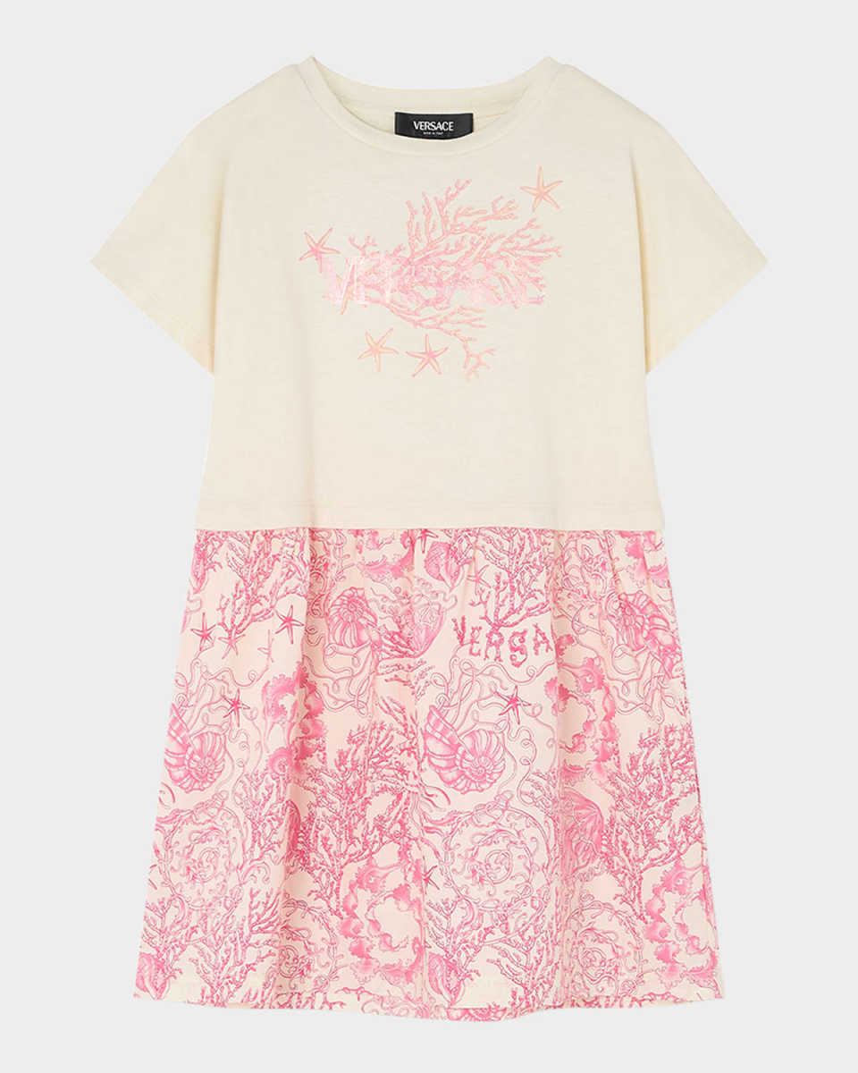 Girl's Two-Tone Logo-Print Dress, Size 6-14